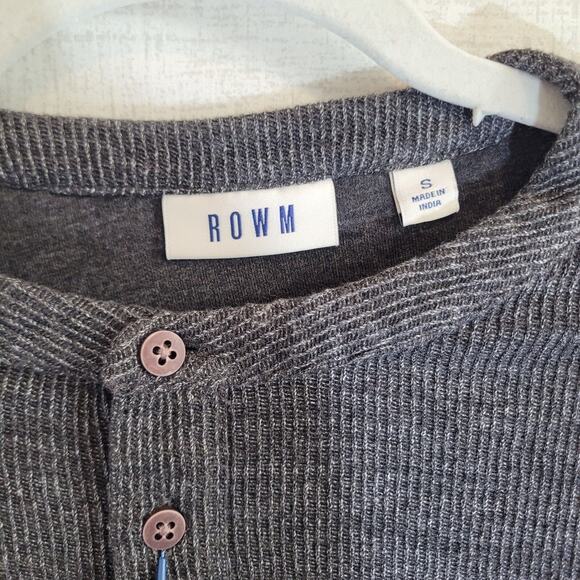 ROWM Henley Shirt Mens Small Heathered Gray Long Sleeve 1/4 Button NEW NWT - Picture 2 of 8